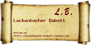 Lackenbacher Babett névjegykártya